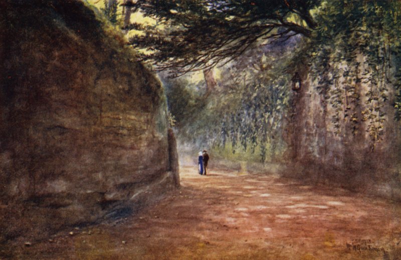 The Drive, Castelo de Warwick (lito colorido) de William W. Quatremain