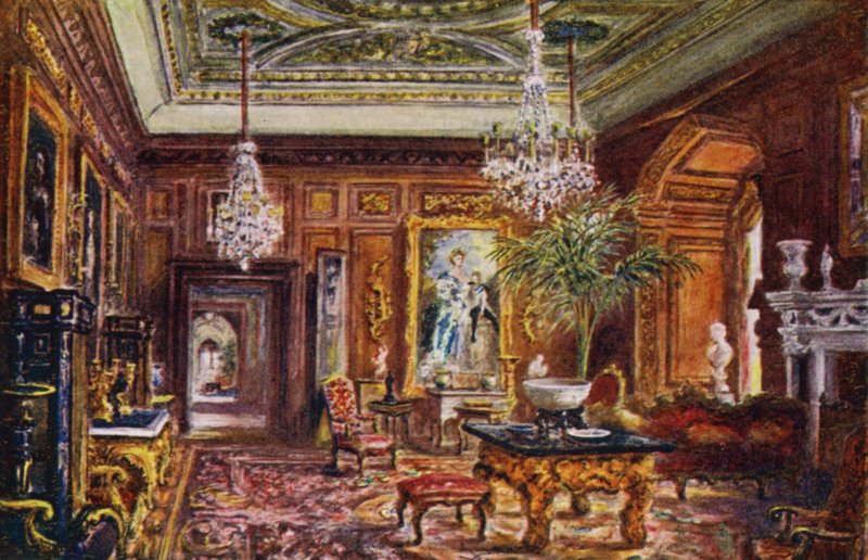 Castelo de Warwick: Sala de Desenho de Cedro (cor litho) de William W. Quatremain
