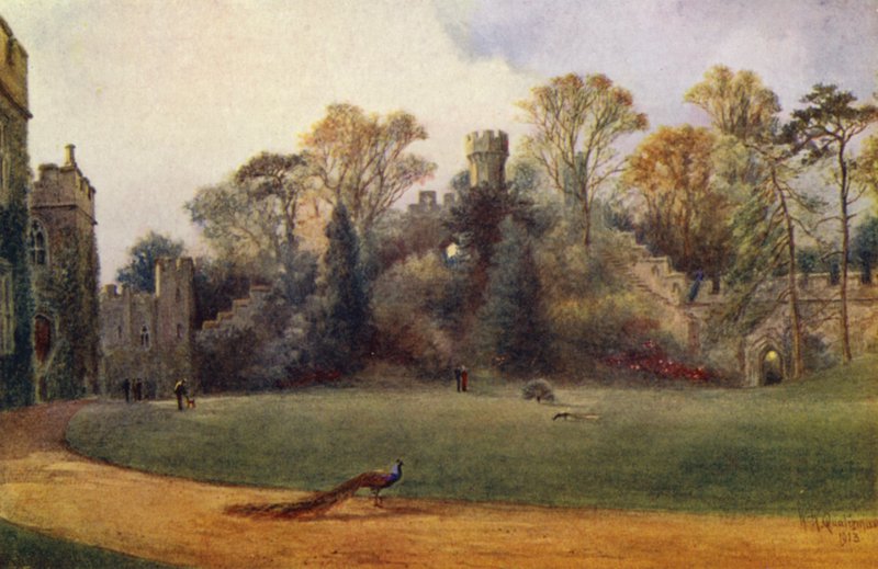 Castelo de Warwick: Monte da Ethelfleda (cor litho) de William W. Quatremain