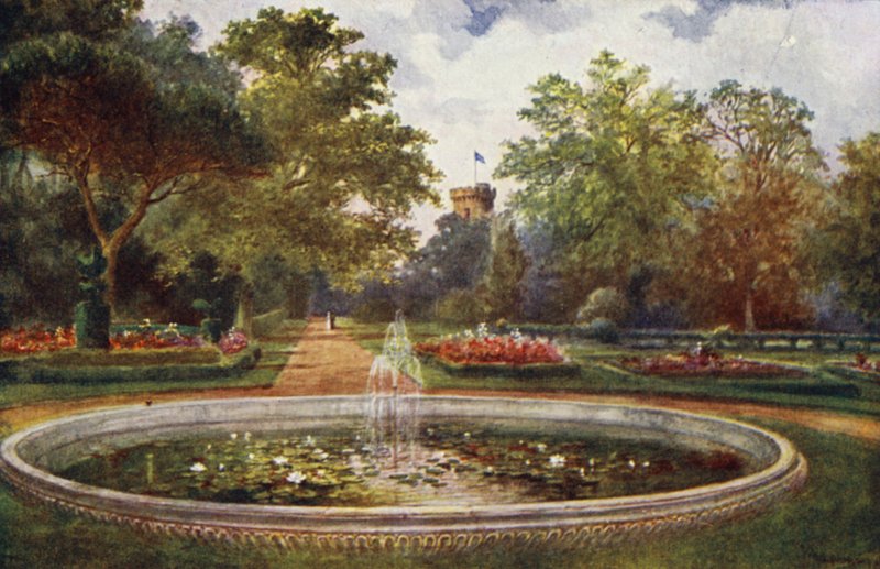 Castelo de Warwick: Terrace Walk (lito colorido) de William W. Quatremain