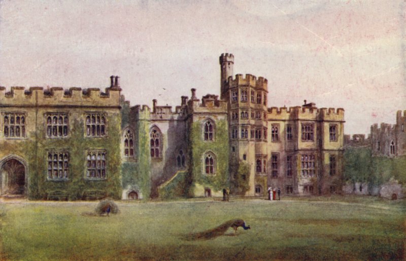 Castelo de Warwick: A entrada da Capela (cor litho) de William W. Quatremain