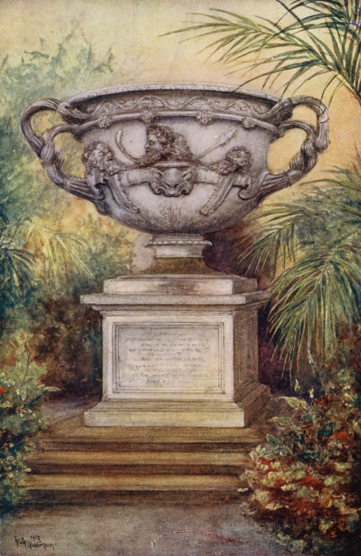 Castelo de Warwick: O vaso de Warwick (cor litho) de William W. Quatremain
