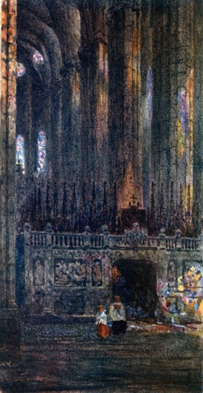 Barcelona, na Catedral (lito a cores) de William Wiehe Collins