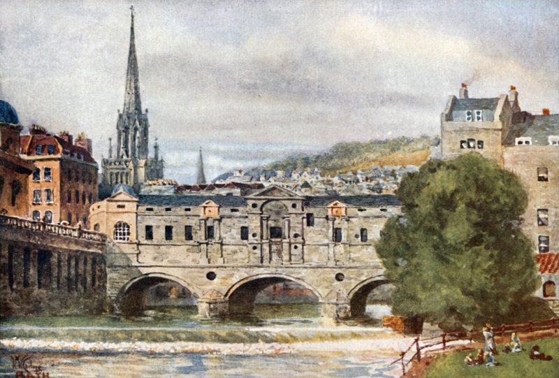 Banho, Ponte Pulteney (cor litho) de William Wiehe Collins