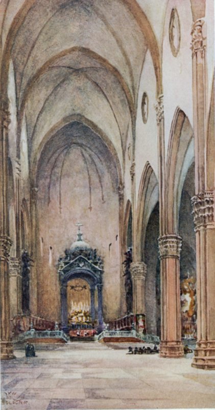 Bolonha. Interior de S. Petronio (cor litho) de William Wiehe Collins