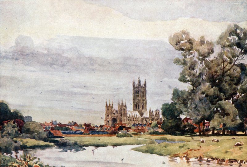 Canterbury from the Meadows (cor litho) de William Wiehe Collins