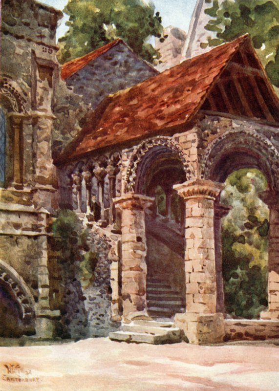 Canterbury, a escada normanda (cor litho) de William Wiehe Collins