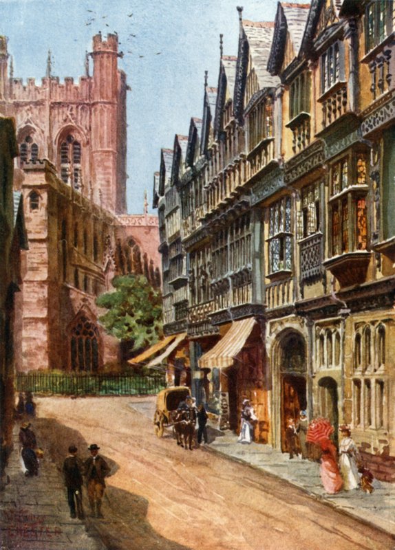 Chester, St. Werburgh Street (lito colorido) de William Wiehe Collins