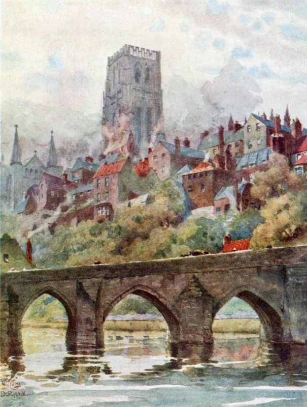 Durham, Elvet Bridge (lito colorido) de William Wiehe Collins