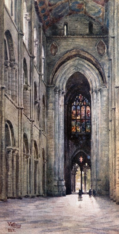 Ely, Interior da Nave (cor litho) de William Wiehe Collins