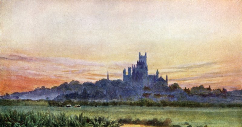 Ely from the Fens (cor litho) de William Wiehe Collins