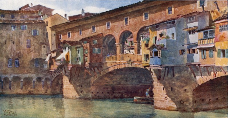 Florença. Ponte Vecchio (cor litho) de William Wiehe Collins