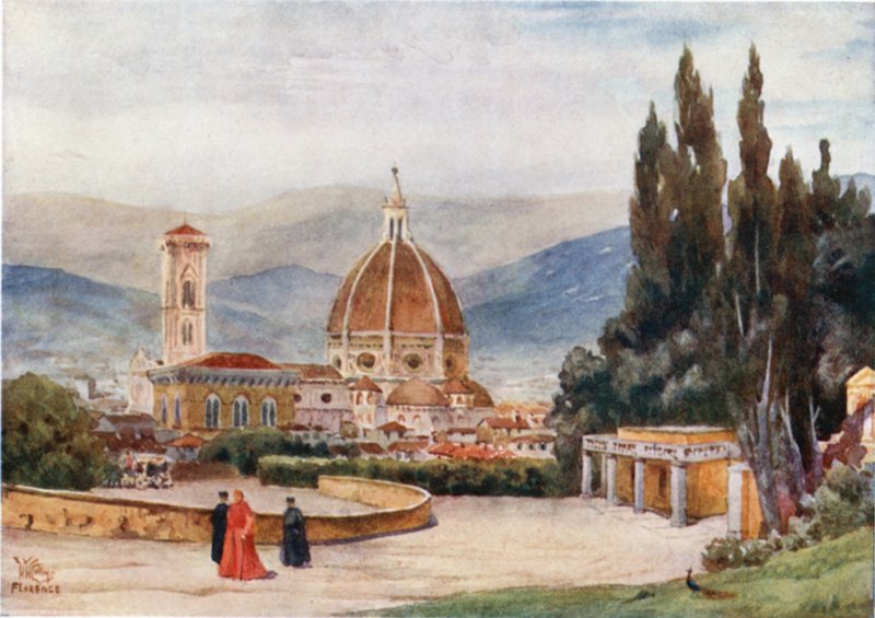 Florença. O Duomo, dos Jardins de Boboli (lito colorido) de William Wiehe Collins