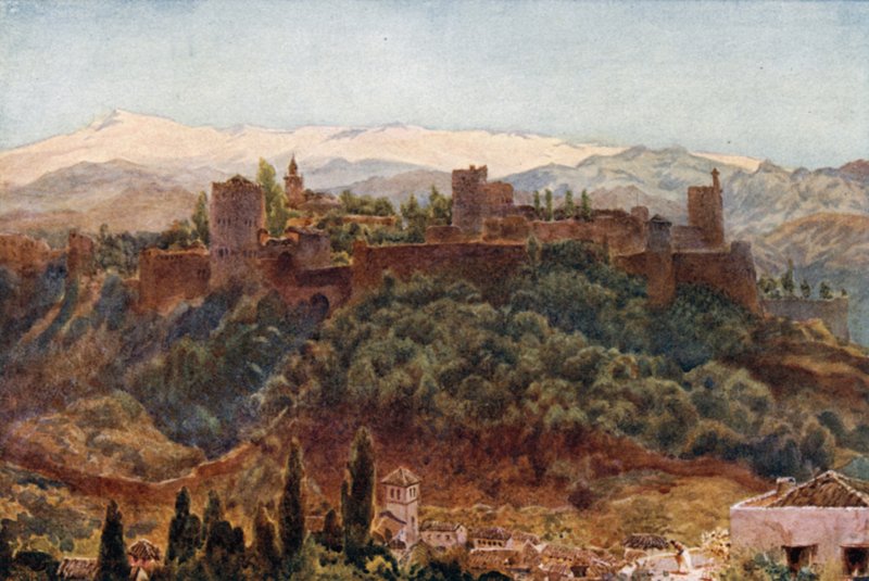Granada, a Alhambra (lito a cores) de William Wiehe Collins
