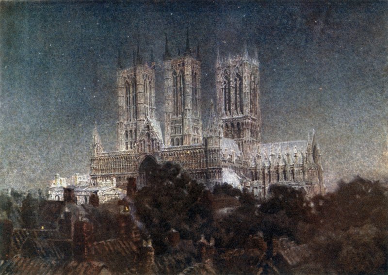 Lincoln, por Moonlight (cor litho) de William Wiehe Collins