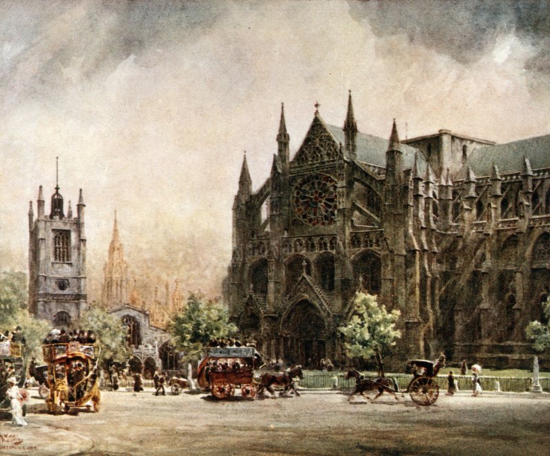 Londres, Abadia de Westminster. O Transept Norte (cor litho) de William Wiehe Collins