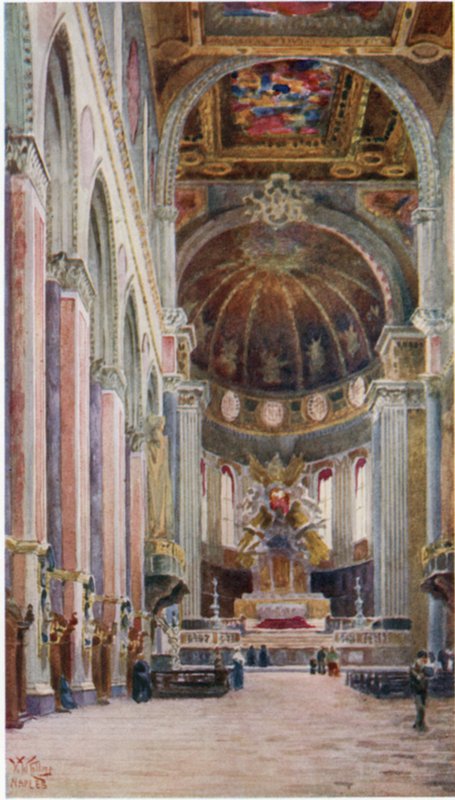 Nápoles. Interior da Catedral (lito a cores) de William Wiehe Collins