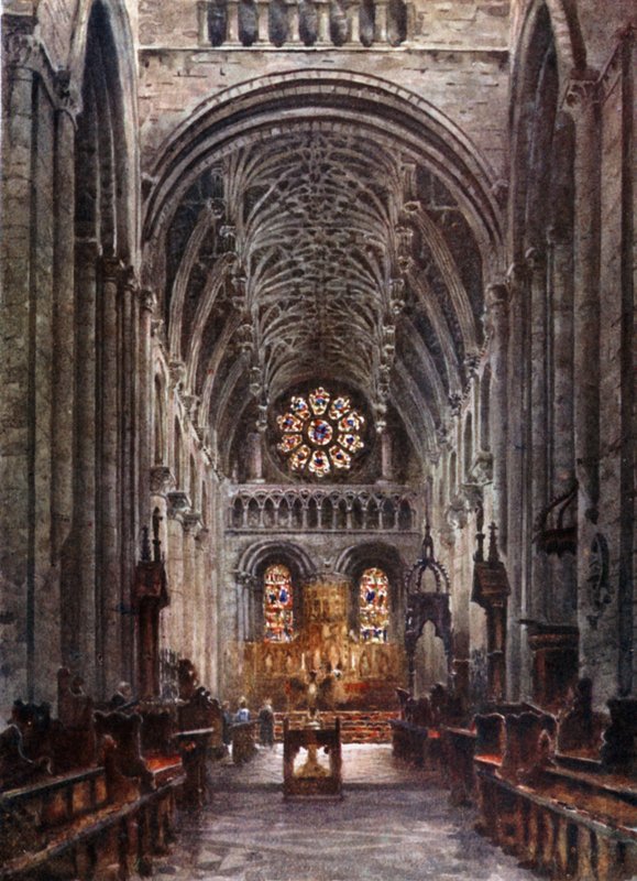 Oxford, Christchurch. Interior da Nave (cor litho) de William Wiehe Collins