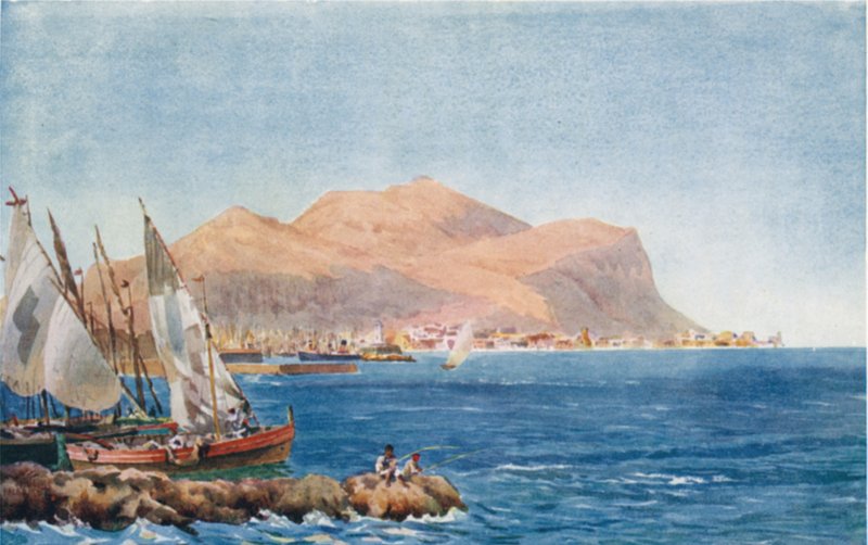 Palermo. Monte Pellegrino (lito colorido) de William Wiehe Collins