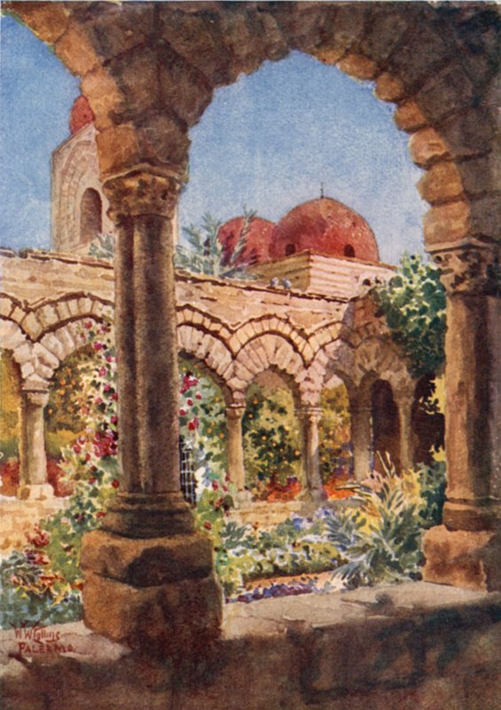 Palermo. Os Claustros de S. Giovanni degli Eremit (cor litho) de William Wiehe Collins