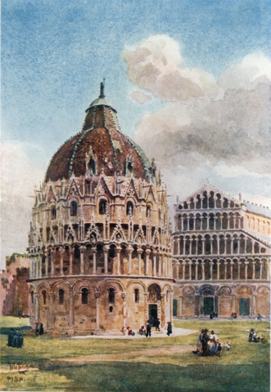 Pisa. O Baptistério (cor litho) de William Wiehe Collins