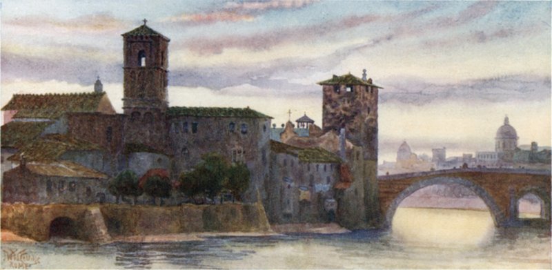 Roma. A Ilha de S. Bartolomeo (cor litho) de William Wiehe Collins
