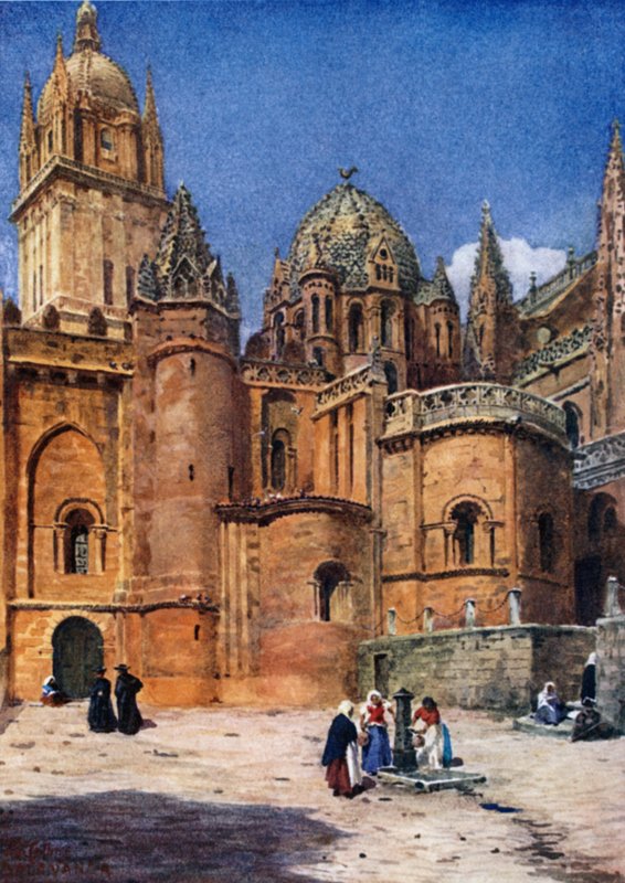 Salamanca, a Catedral Velha (cor litho) de William Wiehe Collins