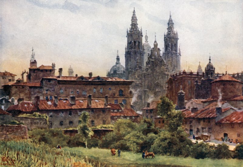 Santiago, a Catedral (lito a cores) de William Wiehe Collins
