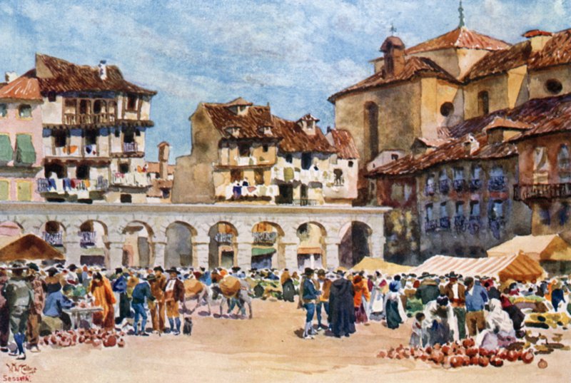 Segóvia, Plaza Mayor (cor litho) de William Wiehe Collins