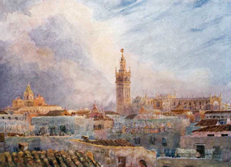 Sevilha, vista sobre a cidade (cor litho) de William Wiehe Collins