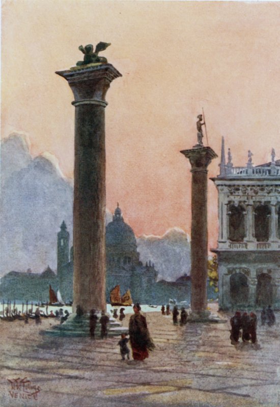 Veneza. O Leão de São Marcos (lito colorido) de William Wiehe Collins