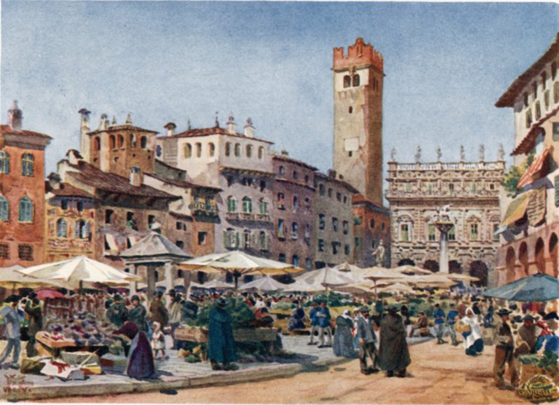Verone. The Market Place (lito a cores) de William Wiehe Collins