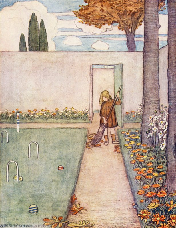 Livro infantil de jardinagem: O Jardineiro Arrumado (litografia a cores) de Winifred Cayley Robinson
