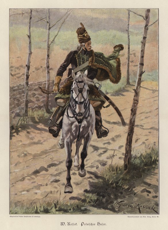 Hussar polonês (cor litho) de Wojciech Kossak
