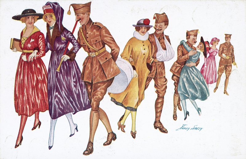 Soldados e meninas (cor litho) de Xavier Sager