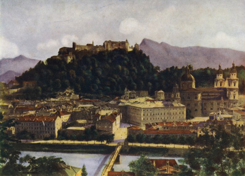 Uma vista de Salzburgo e o Alto Salzburgo, na Áustria de after A. Langfier