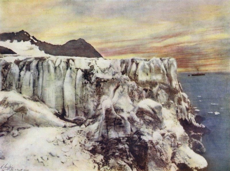 Spitzbergen, uma vista da costa rochosa de after A. Langfier