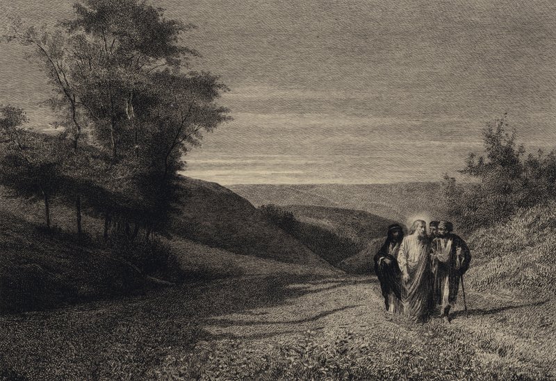 Jesus e seus discípulos no caminho para Cesareia de after Albert Robida