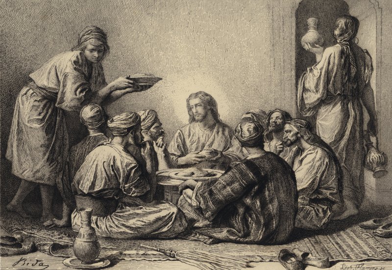 Jesus come com publicanos e pecadores de after Albert Robida