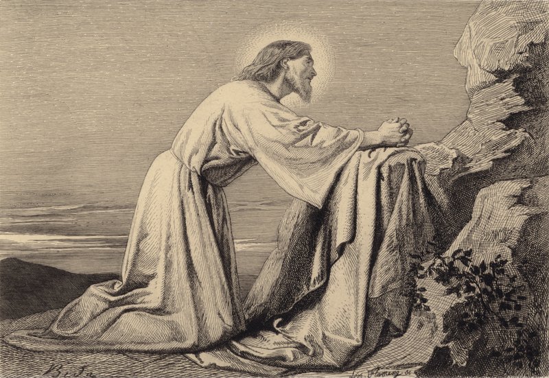Jesus rezando de after Albert Robida