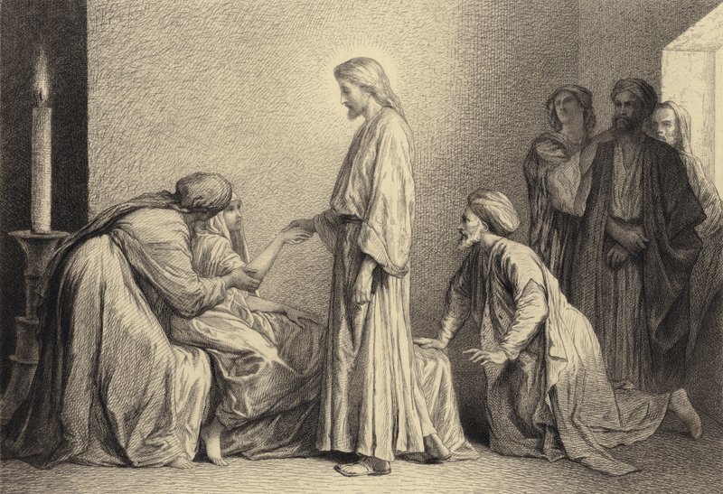 Jesus levanta um jovem filho da morte de after Albert Robida