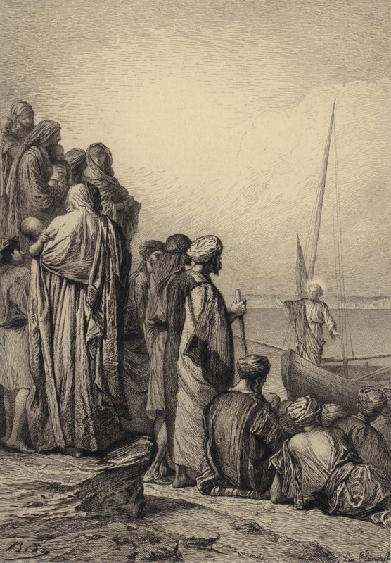 Jesus ensina em um navio de after Albert Robida