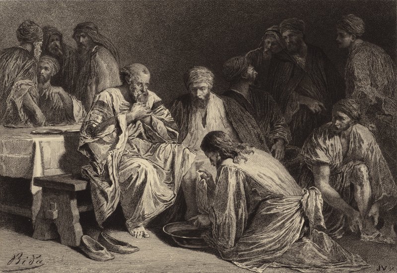 Jesus lavando os pés dos discípulos de after Albert Robida