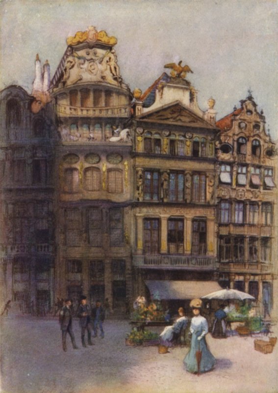 Casas antigas no Grande Place, em Bruxelas de after Amedee Forestier