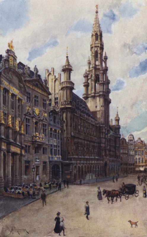 O Hotel de Ville, um canto da Grande Place de after Amedee Forestier