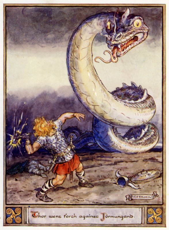 Thor saiu contra Jormungand de after Charles Edmund Brock