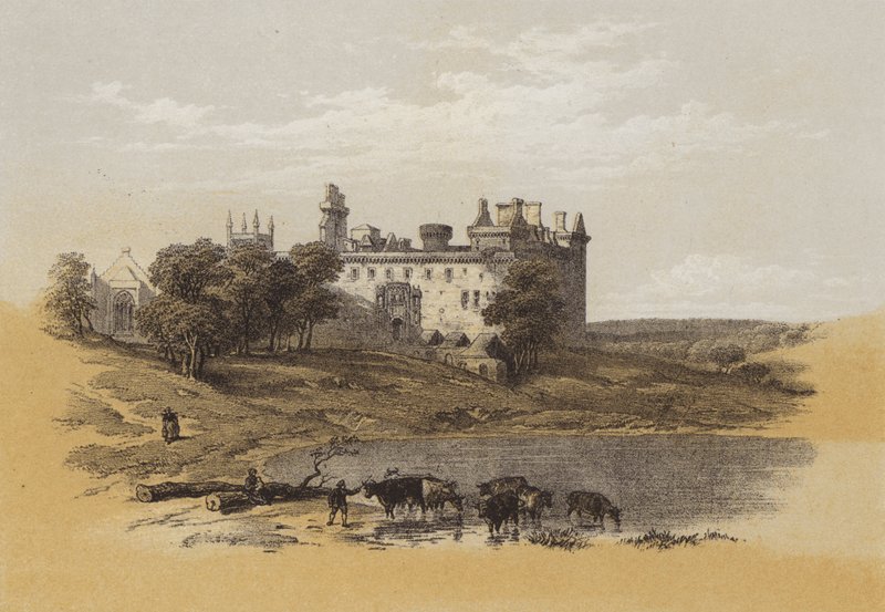 Palácio de Linlithgow (cromolito) de after David Roberts