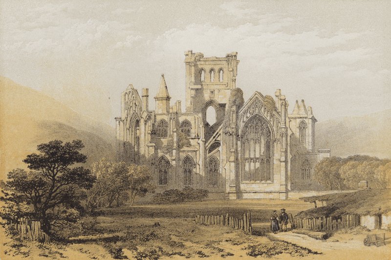 Melrose Abbey, do Oriente (chromolitho) de after David Roberts