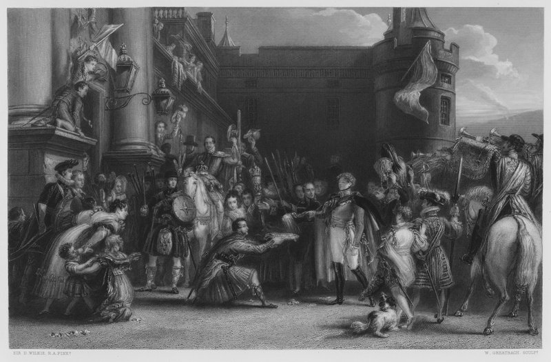 O rei em Holyrood, da imagem na coleção real de after David Wilkie