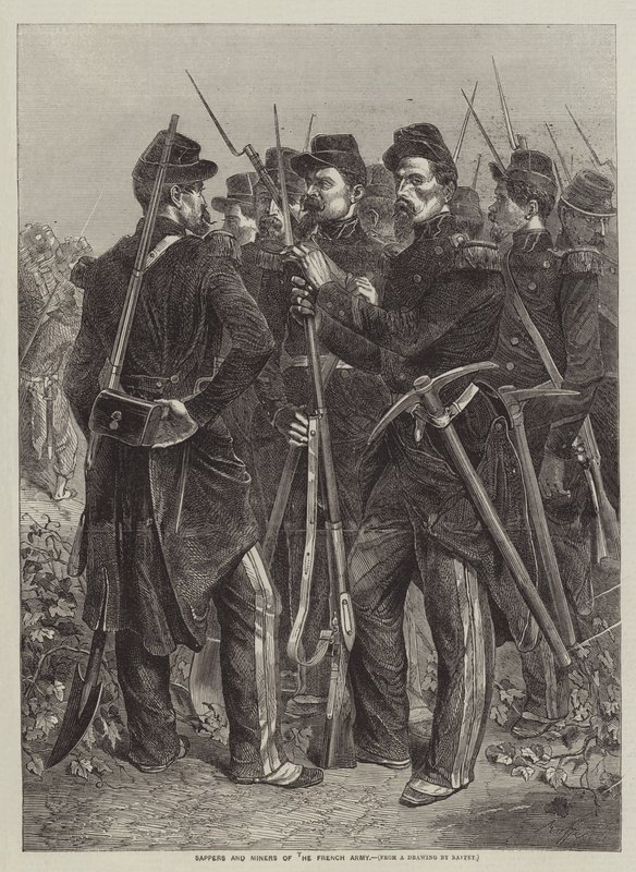 Sapadores e mineiros do exército francês de after Denis Auguste Marie Raffet